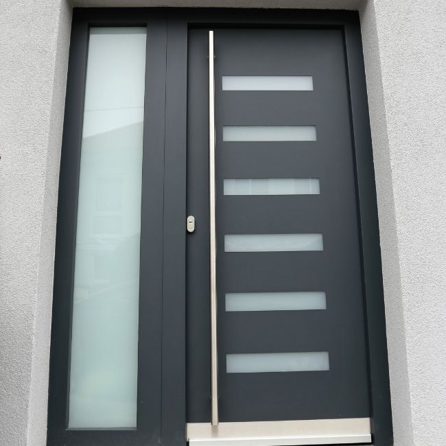 Modern grey entry door.