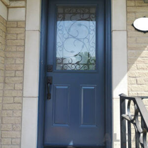 Traditional blue steel door