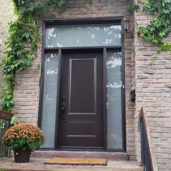 Image depicts a brown entry door from ALDA.