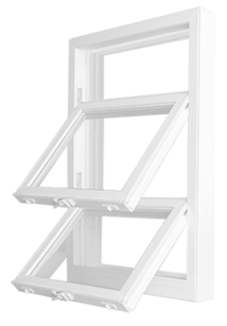 Image depicts a double hung tilt window.