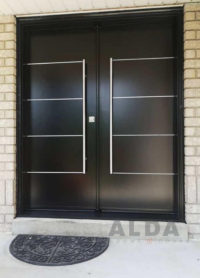 Modern black steel door