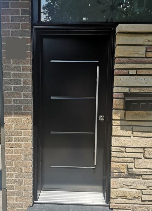 Black Front Door with Grand Transom | Black Steel Door