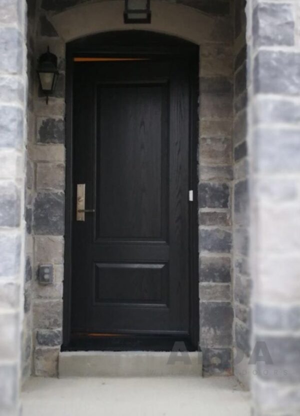 Black Entry Door with Arched Transom | Black Fiberglass Door