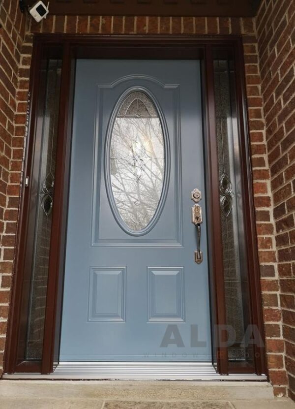 Light Blue Front Door with 2 Sidelights Light Blue Steel Door