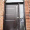 Modern brown steel door with glass