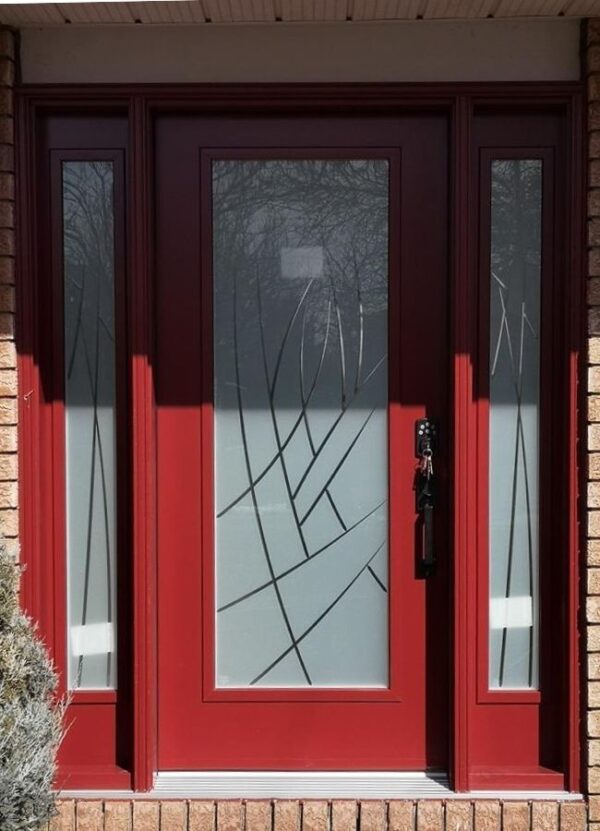 Red Front Door with 2 Sidelights Red Steel Door