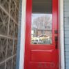 Traditional red steel door