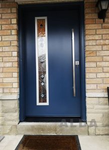 Modern blue steel door with glass 4
