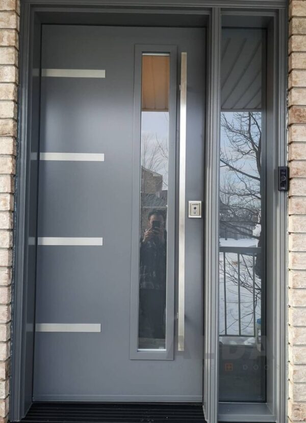 Grey Front Door with 1 Direct Set Sidelight Grey Steel Door