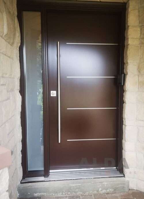 brown sleek steel door