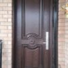 delicate brown fiberglass door with flower pattern