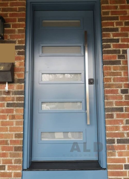 light blue modern steel door