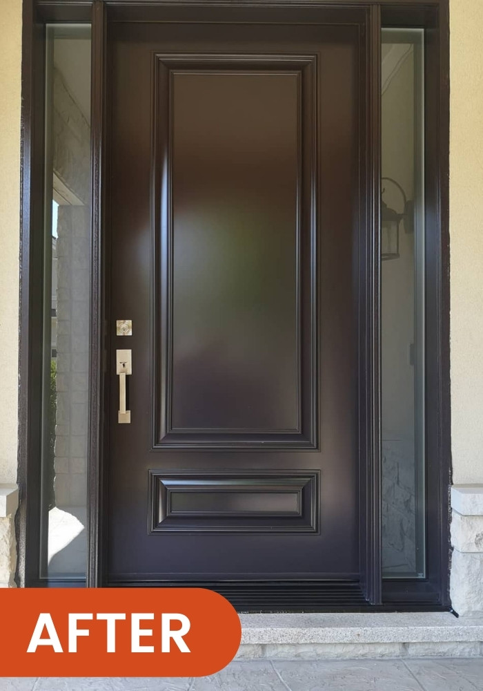 Dark brown steel entry door replacement in Toronto.