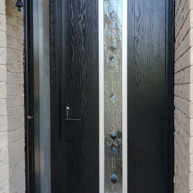 Single black fiberglass door replacement Vaughan.