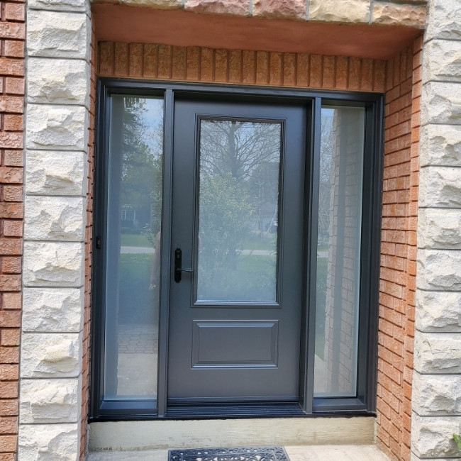 Single grey steel door replacement Vaughan.
