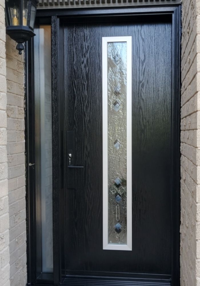 Black fiberglass front door in Woodbridge.
