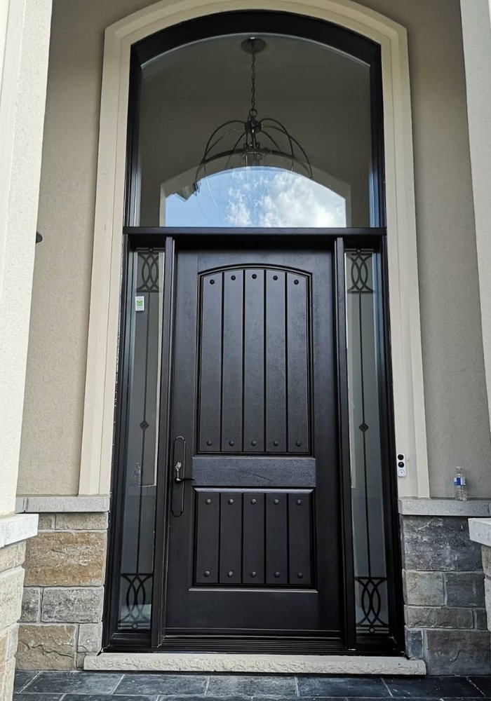Black fiberglass front door in Newmarket.