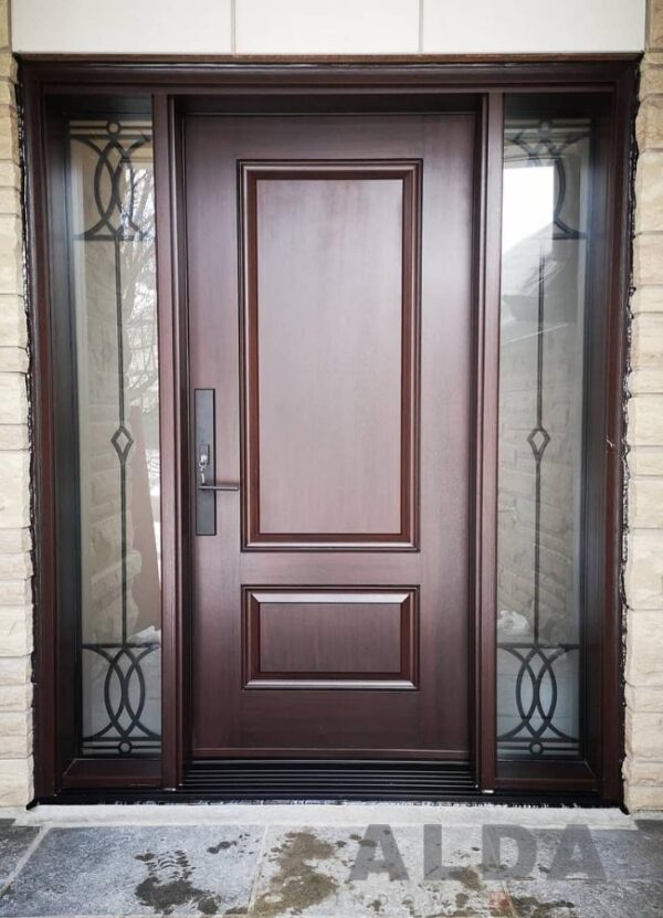 Brown Entry Door with Sidelights | Brown Fiberglass Door