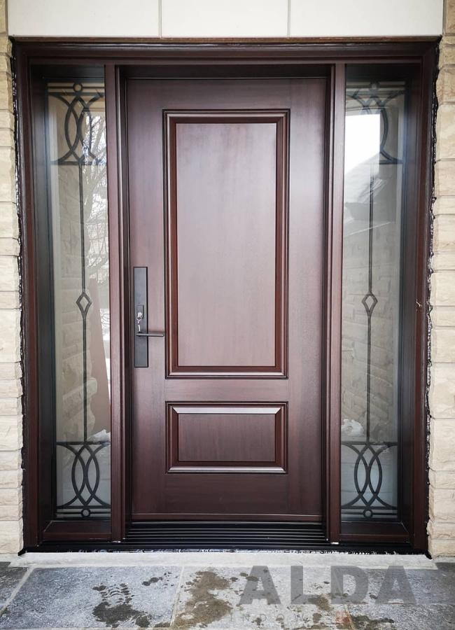 brown-fiberglass-door-with-frosted-glass-design-sidelights