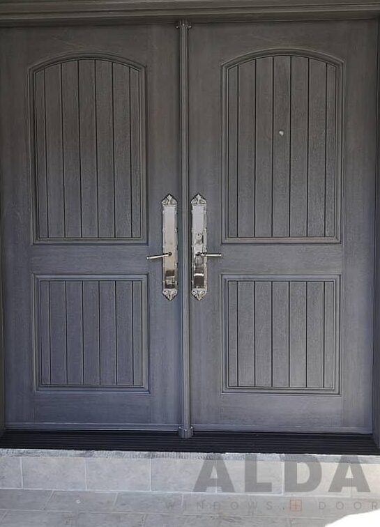 double fiberglass doors with solid steel handles