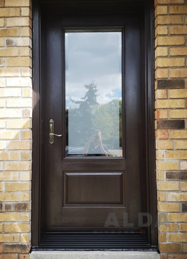 single black glass front door Keswick