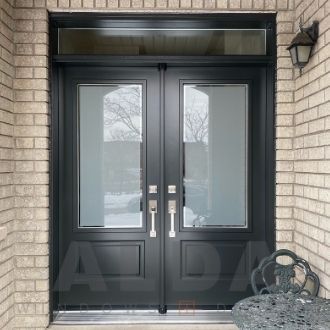 black steel door with transom in vaughan