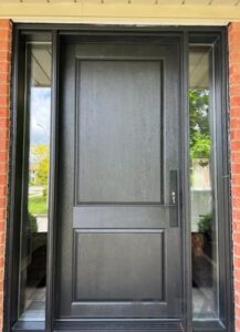 dark brown fiberglass door double glass sidelites