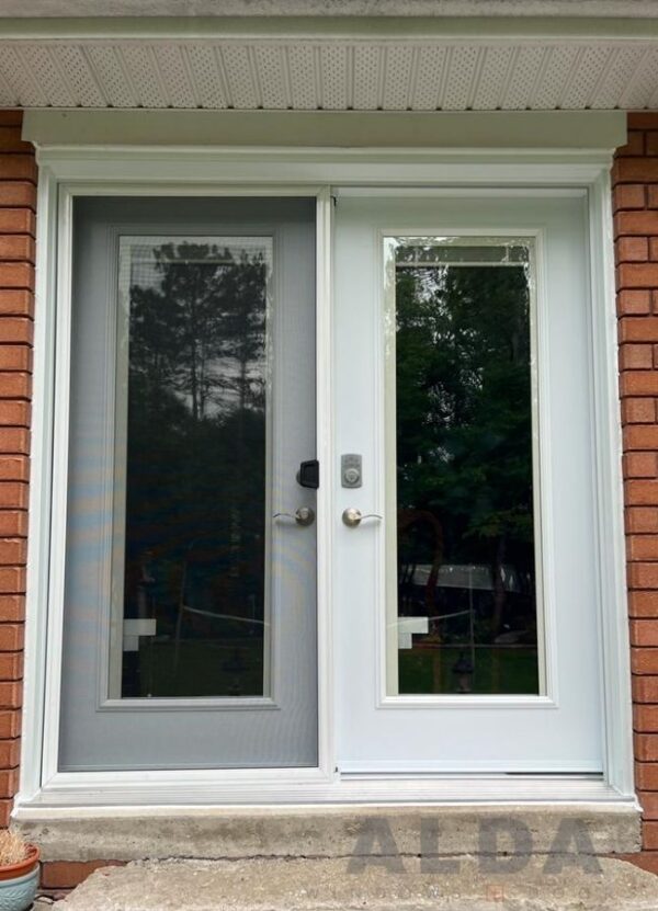 White R Entry White Entry Door with Decorative Glass Panels | White Steel Door