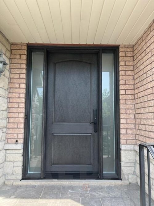 Black Fiberglass Entry Door with Sidelites in Whitby ALDA