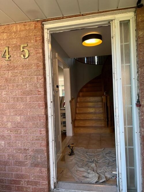 Modern Blue Steel Entry Door Installation Scarborough Village