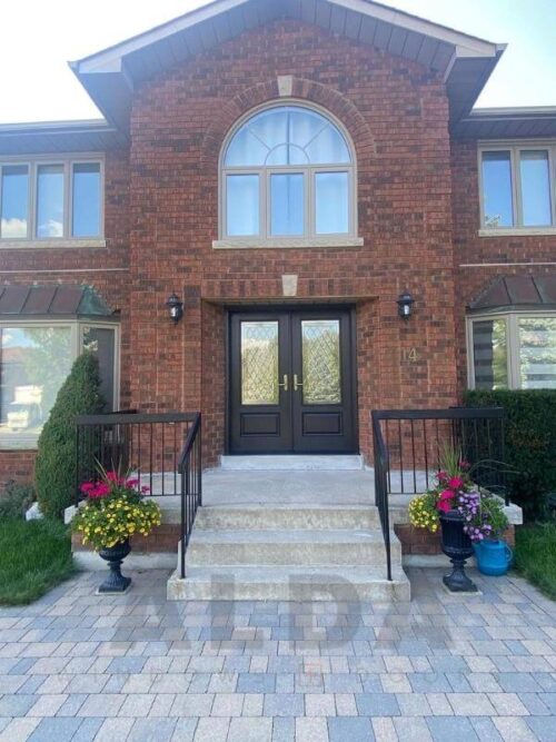 Black Fiberglass Double Entry Door With Frosted Glass In Vaughan