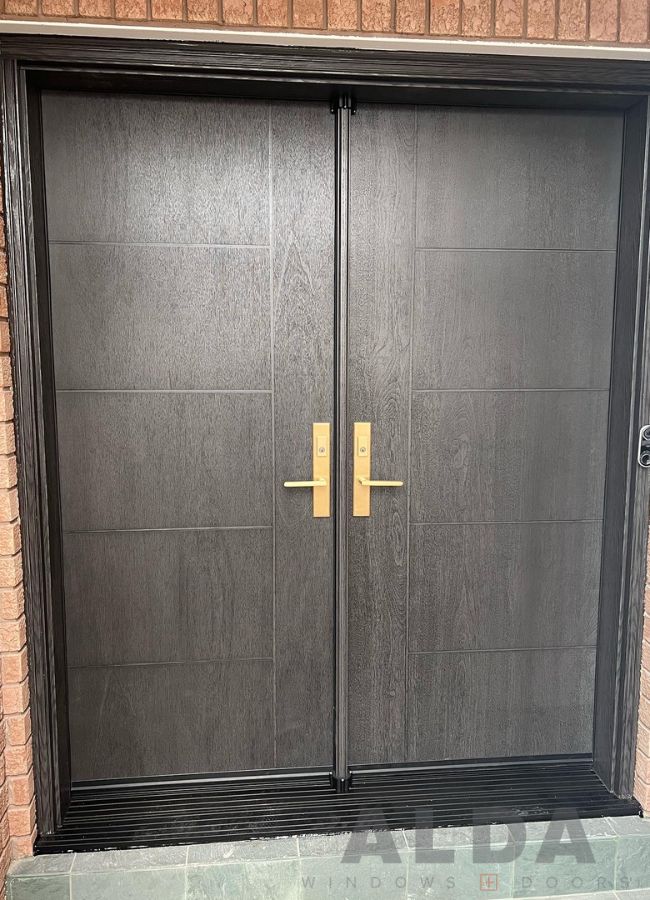 Brown double entry door