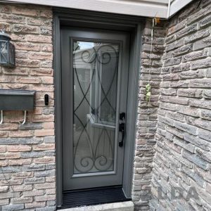concord steel door replacement with wrought iron glass insert design