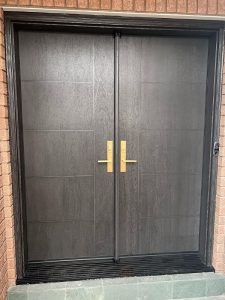 fiberglass doors with elegant golden handles