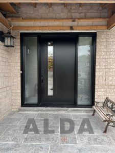 sidelites glass inserts steel black door brampton