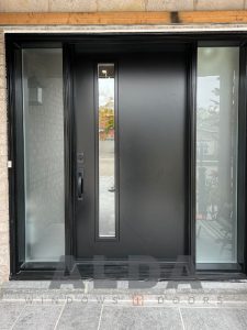 steel doors with glass sidelites