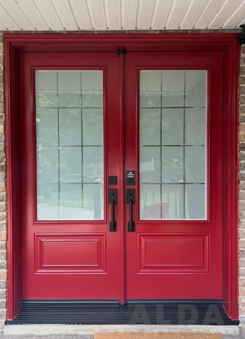 Red steel double door