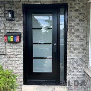 black entry door installation