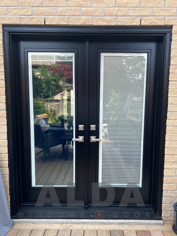 Black modern door with glass