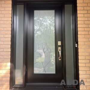 Steel Door with Decorative Glass in Centre (1)