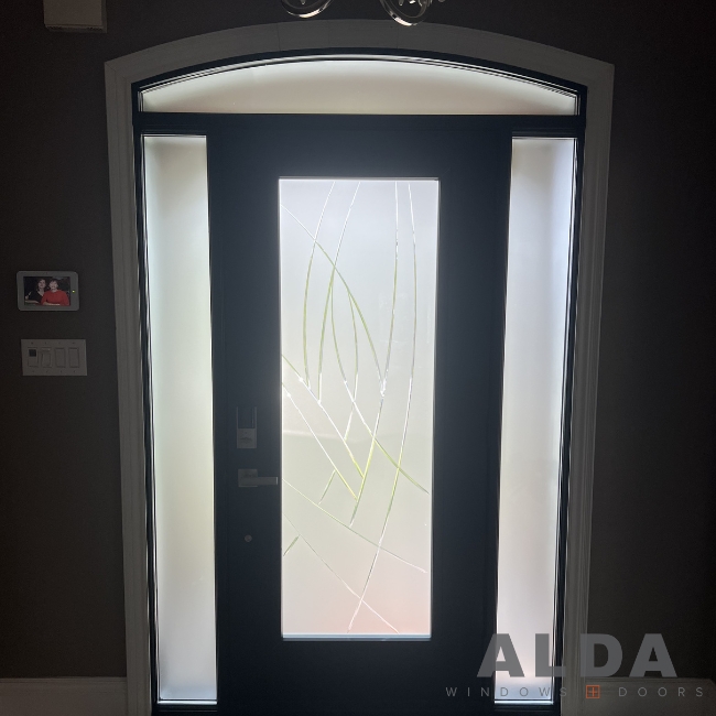 Steel Door with Decorative Glass in Centre (Inside)