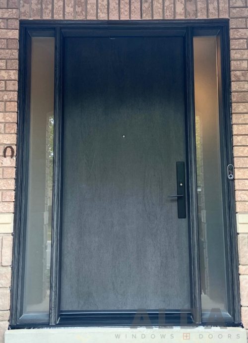 Understated Black Modern Door with Sidelites