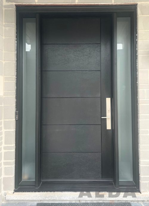 Fiberglass entry door with two frosted sidelites