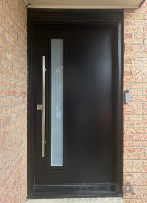 Modern Black Front Door with frosted glass insert
