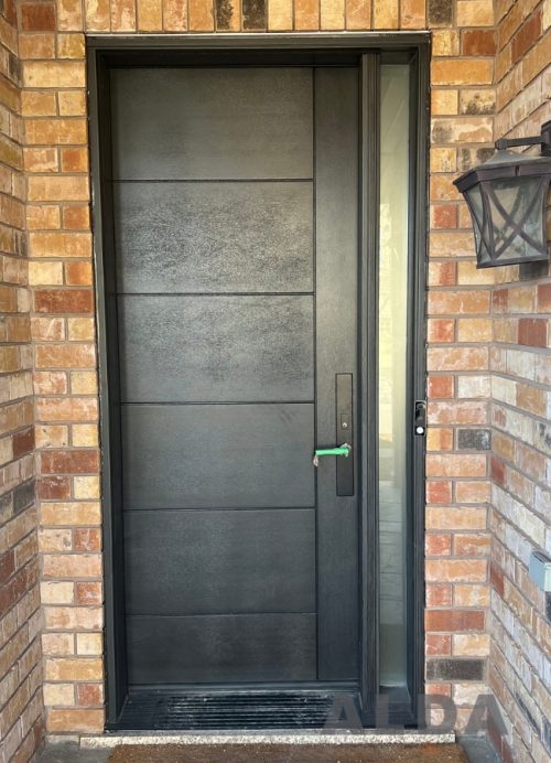 Black FIberglass Entry Door with Narrow Sidelite