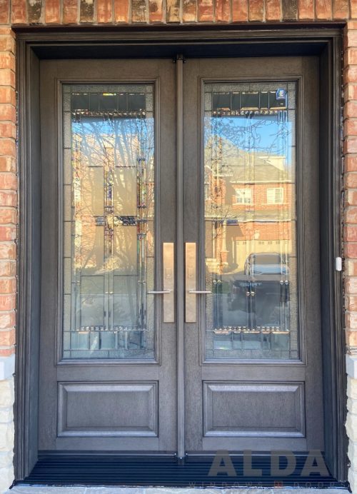 Double Front Door with Decorative Glass Inserts