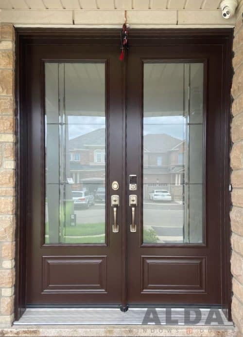 8ft brown steel entry door