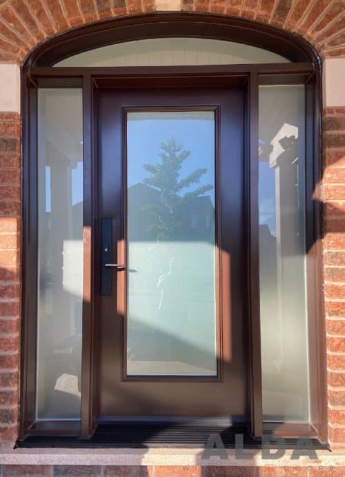 Steel front door with arch transom