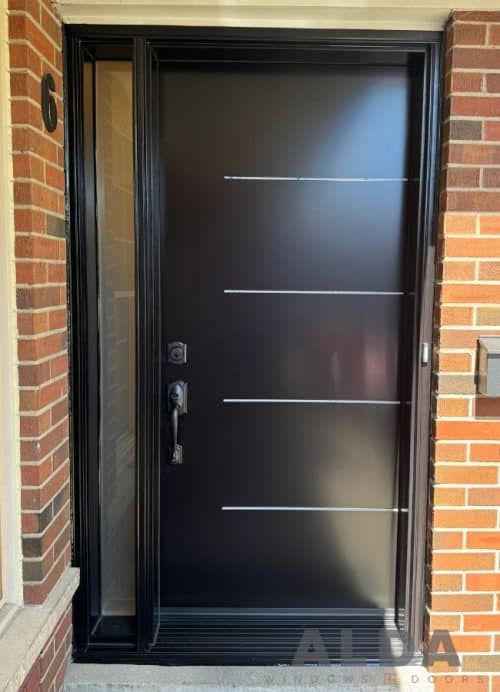 Contemporary Steel Entry Door with aluminum inserts