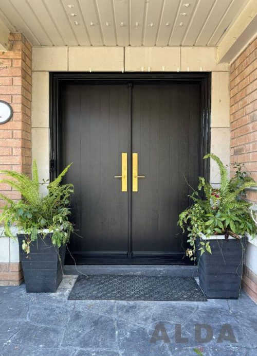 Brown Fiberglass Double Entry Door